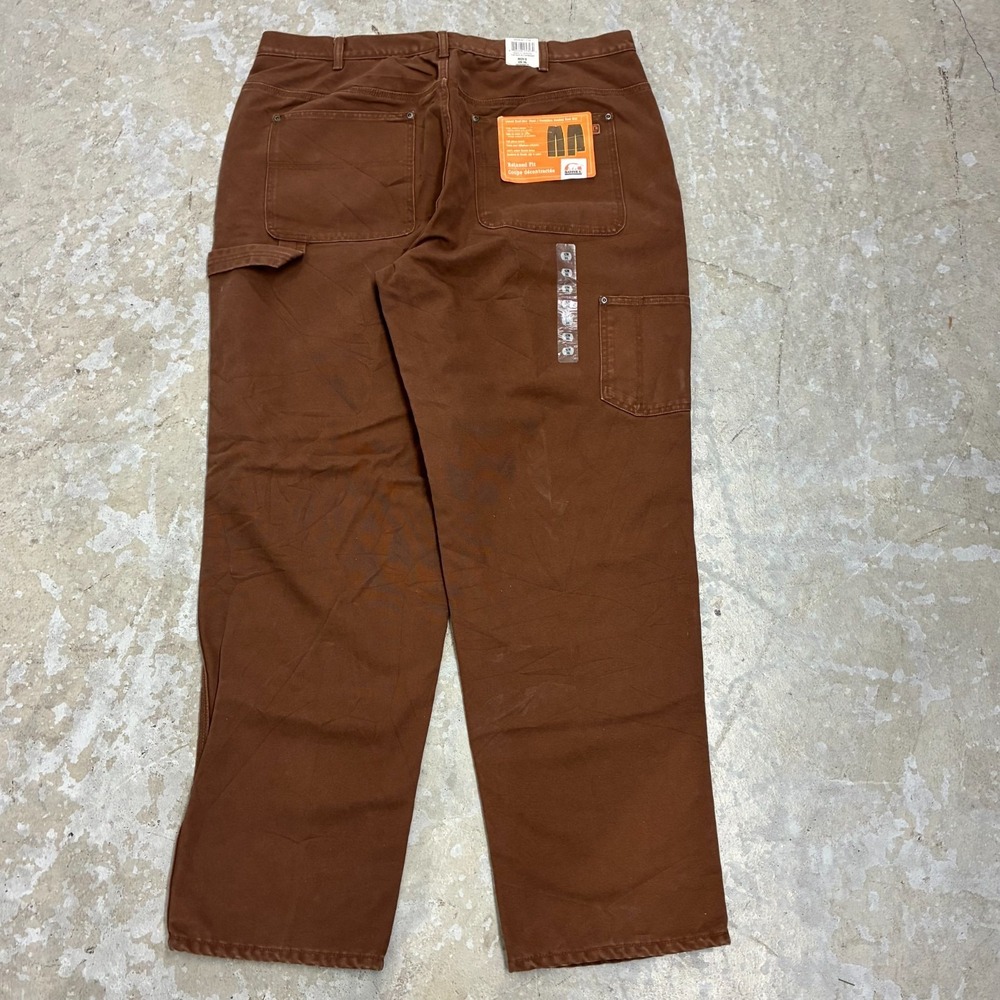 Sorel Pants Mens 42x34 Brown Flannel Lined Carpenter‎ Workwear Canvas Twill NEW